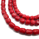 red bamboo coral irregular faceted drum barrel beads