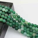 Green Striped Agate Matte Round Beads 6mm 8mm 10mm 15.5" Strand