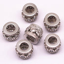 silver plated mirco pave clear zircon cylinder charm