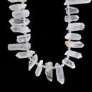 Clear Quartz Top Drilled Matte Stick Points Beads Size 20-45mm 15.5'' Strand