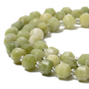 Natural Green Jade Prism Cut Double Point Beads Size 7x8mm 9x10mm 15.5'' Strand
