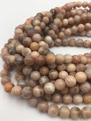 peach moonstone smooth round beads