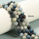 Natural Multi Blue Trolleite Smooth Round Beads Size 6mm 7.5-8mm 8mm 10mm 15.5'' Strand