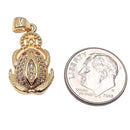 frog charm gold plated copper with micro pave clear zircon