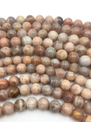 peach moonstone smooth round beads