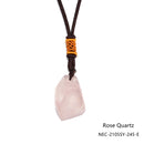 Crystal Gemstone Rough Chunk Point Pendant 24'' Adjustable Necklace Aquamarine, Amethyst, Rose Quartz, Lemon Quartz, Citrine, Lemon Jade