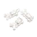 925 Sterling Silver Bear Charm Pendant Size 11x24mm 2Pcs Per Bag
