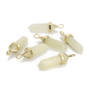 Natural Green Jade Pendulum Healing Point Gold Plated Loop Bail 8x40mm 6 PCS