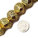 Vintage Acrylic Antique Etched Gold Lamp Cube Beads 20x23mm 15.5" Strand