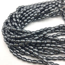natural gray hematite smooth rice shape beads