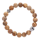 picture jasper bracelet silver skull matte round