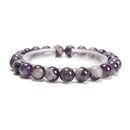 Teeth Chevron Amethyst Smooth Round Beaded Bracelet Size 6mm 8mm 7.5'' Length