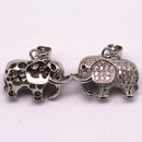 silver plated mirco pave clear zircon elephant pendant copper charm