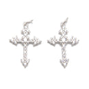 925 Sterling Silver Cross with Clear Cubic Zirconia Charm Pendant Size 12x20mm