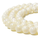 Iridescent White Mother of Pearl MOP Shell Smooth Round 3mm to 12mm 15.5'' Strd