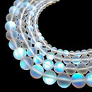 Clear Mystic Aura Mermaid Glass Matte Round Beads 6mm 8mm 10mm 12mm 15.5" Strand