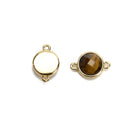 Gemstone Faceted Round Gold Edge Connector Pendant Charm Size 12x12mm