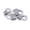 925 Sterling Anti-Silver Heart Four-leaf Clover Clasp Size 10x20mm 1PCS Per Bag