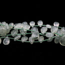 Natural Green Prehnite Smooth Teardrop Top Drill Beads 8x12mm 10x15mm 15.5" Strd