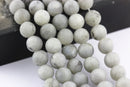 white labradorite matte round beads