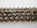 natural smokey quartz faceted round beads