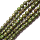 epidote pyrite Inclusions smooth round beads