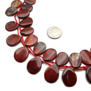 Natural Red Jasper Smooth Teardrop Beads Approx 14x17mm 15.5" Strand