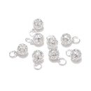 925 Sterling Silver Hollow Ball Charm Pendant Size 8mm 4pcs per Bag