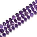 Natural Amethyst Faceted Rondelle Beads Size 6x10mm 15.5'' Strand