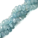 Natural Aquamarine Faceted Rondelle Beads Size Approx 6-8x10mm 15.5" Strand