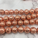 rose gold coated lava rock stone beads