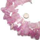 Electroplated Pink Quartz Rough Crystal Chunk Points Beads 15-20mm 15.5" Strand