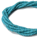 2.0mm Large Hole Blue Howlite Turquise Smooth Rondelle 2x4mm 3x5mm 15.5'' Strand