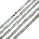 Natural Fluorite Faceted Rondelle Beads Size 2x3mm 15.5'' Strand