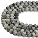 Natural Eagle's Eye Matte Soccer Faceted Round Beads Size 10mm 15.5'' Strand