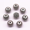 silver plated micro pave black zircon ball charm