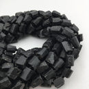 natural black tourmaline rough faceted tube beads 