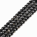 Natural Black Tourmaline with Iron Matrix Faceted Coin Beads Size 10mm 15.5''Std