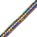 rainbow plated hematite faceted rondelle beads
