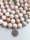 natural pink opal smooth round beads