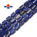 natural lapis matte faceted cylinder tube beads