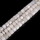 white moonstone faceted rondelle wheel Discs beads
