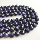 blue sandstone faceted round beads