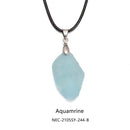 Crystal Gemstone Rough Chunk Point Pendant 18'' Cord Necklace Rose Quartz, Aquamarine, Amethyst, Lemon Quartz, Citrine, Auralite 23