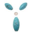 blue turquoise hand carved rice shape beads