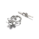anti silver plated charm toggle clasp flower