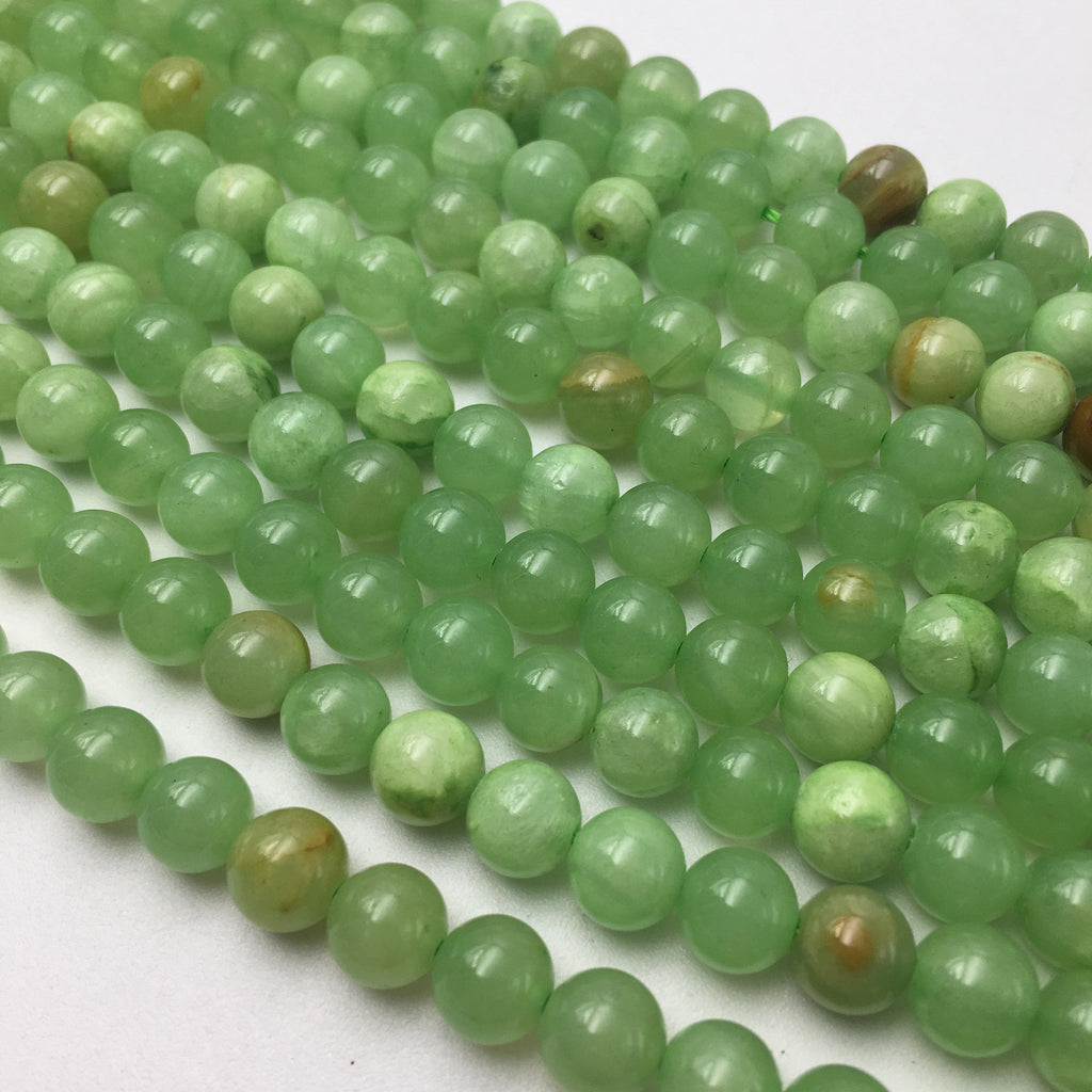 8mm Round Jade Beads on Temporary Strand Dark Green or Light Green