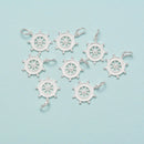 925 Sterling Silver Ship Wheel Charm Pendant Size 12mm 5pcs per Bag