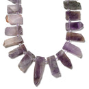 Chevron Amethyst Graduated Slab Slice Stick Points Beads Approx 20-45mm 15.5" Strand