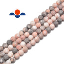 pink zebra jasper matte round beads